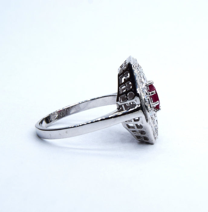 Bague Art Déco rubis diamant