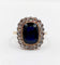 Bague 59 Bague pompadour art deco or jaune 18k pierre bleue et diamant taille rose (circa 1900) 58 Facettes A06202