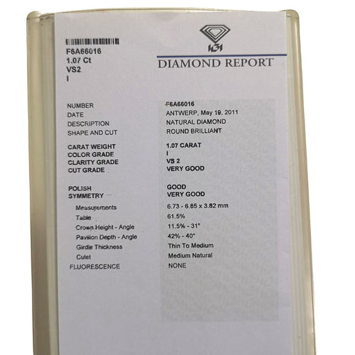1 diamant de 1.07 carat 58 Facettes