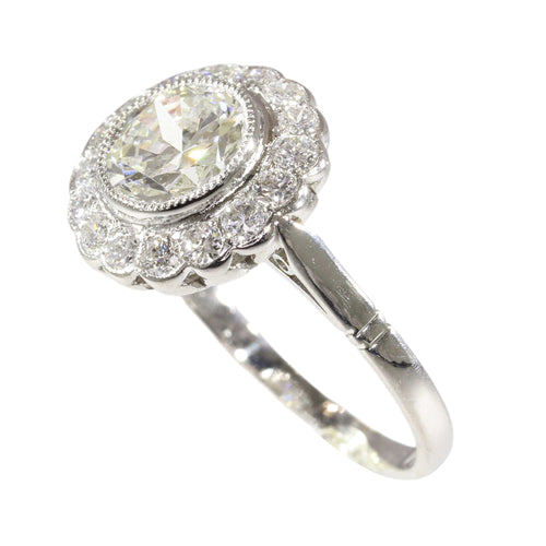 Bague 58 Bague en platine de style Art déco des années 1950, symbole classique d'amour et de continuité 58 Facettes 25238-0015