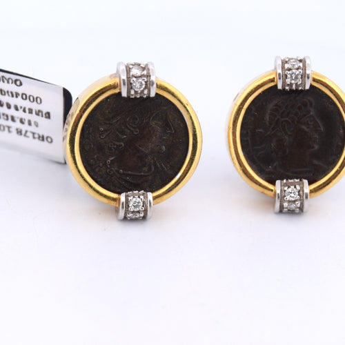 Boucles d'oreilles Boucles d’oreilles vintage en or jaune 18k et or blanc 18k, diamants 58 Facettes