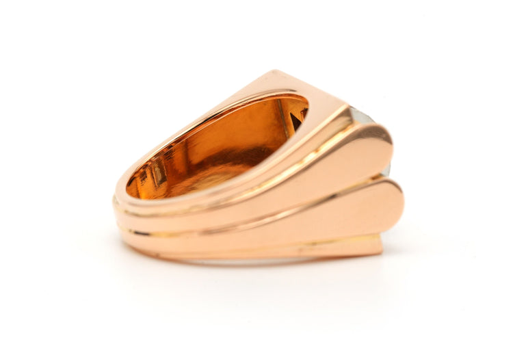 Bague 55 Bague Art Déco sertie de diamants taille brillant en or jaune 18 carats 58 Facettes 23388