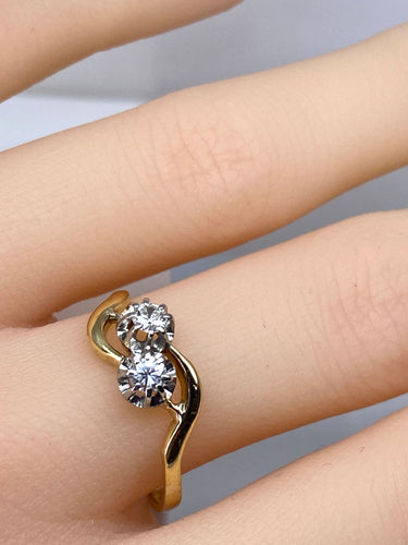 Bague toi et moi or jaune et blanc diamants