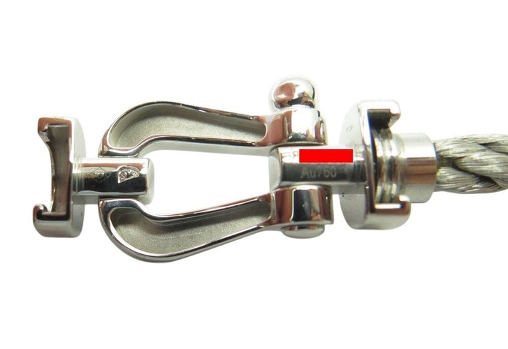 Bracelet bracelet FRED force 10 mm manille or blanc 18k cable acier t16 18cm 58 Facettes 267890