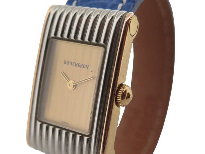 Montre montre BOUCHERON reflet 28 mm acier or jaune 18k 16 bracelets quartz 58 Facettes 272246
