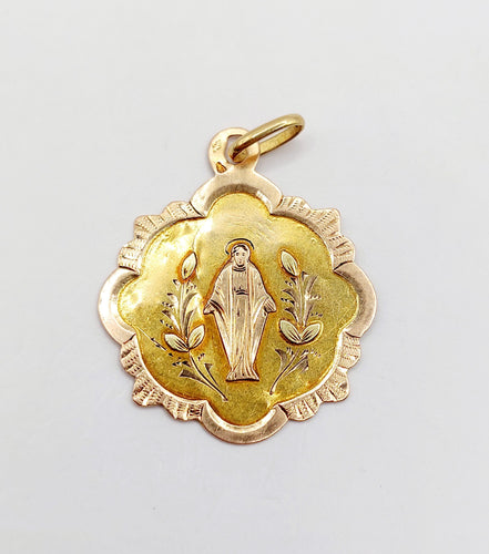 Pendentif Médaille religieuse victorienne or rose et jaune 58 Facettes A05599