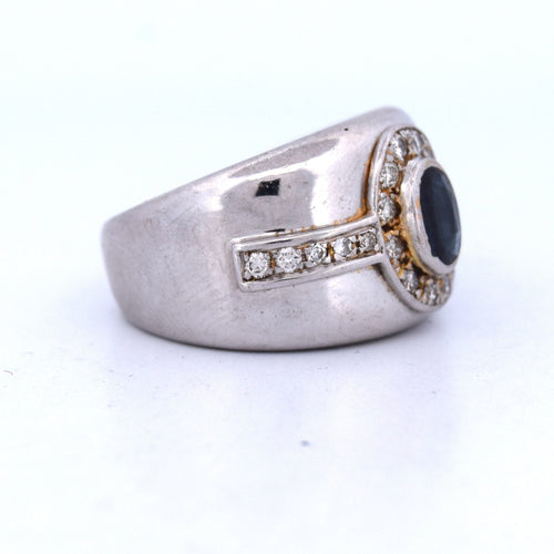 Bague 58 Bague vintage en or blanc avec saphir et diamants 58 Facettes