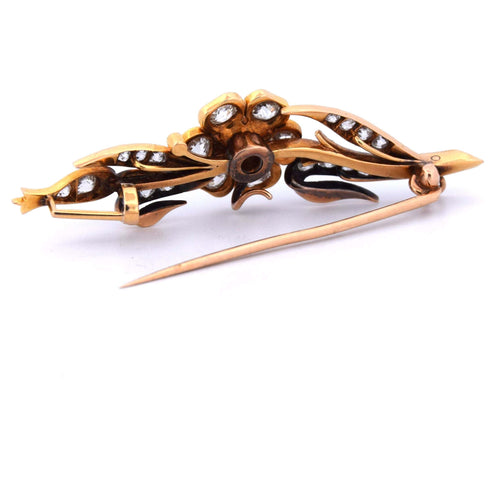 Broche Broche ancienne en or jaune sertie de diamants 58 Facettes