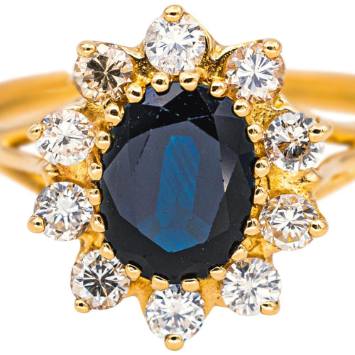 Bague Marguerite  Or jaune Saphir, Diamant