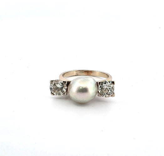 Bague Anello vintage en or blanc 18k avec perles et diamants 58 Facettes