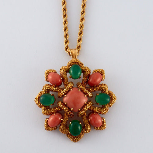 Collier VAN CLEEF & ARPELS - Parure "Delphe Collection" Corail et chrysoprase 58 Facettes
