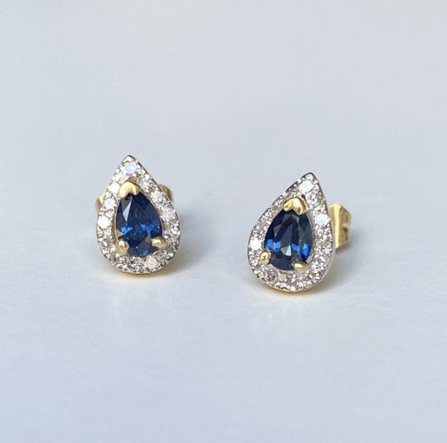 Boucles d'oreilles Paire de puces d'oreilles en or Ggis et jaune 18k saphirs et diamants 58 Facettes