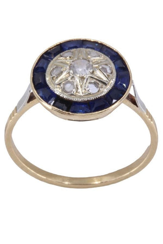 Bague 56 BAGUE ART DÉCO SAPHIRS BLEUS ET BLANCS 58 Facettes 087311