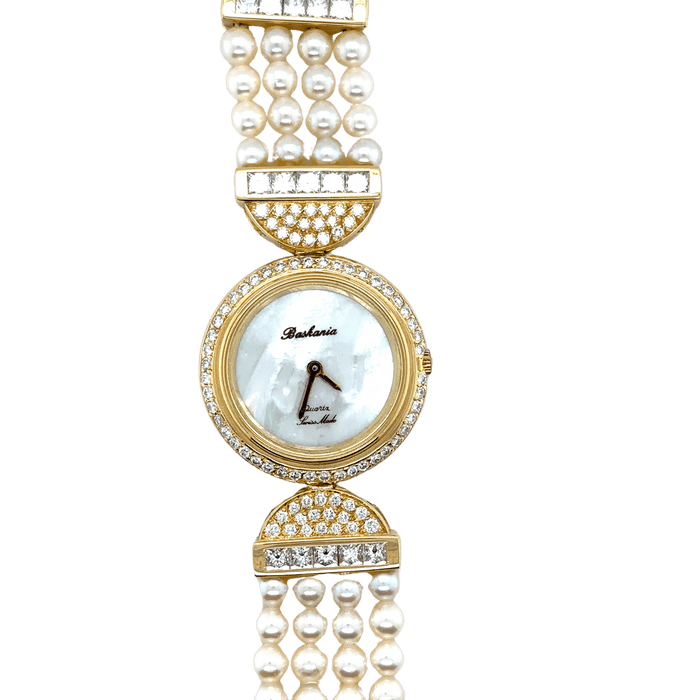 Montre Baskania - Montre femme or jaune - perles de culture et diamants 58 Facettes 1.0000135/4