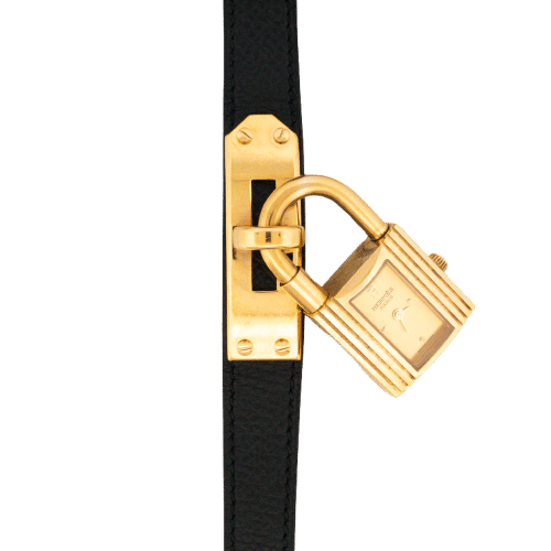 Montre Hermès - Montre Kelly en acier doré et cadran champagne 58 Facettes