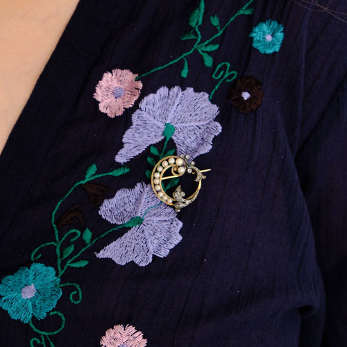 Broche Broche Ancienne Perles Diamants 58 Facettes