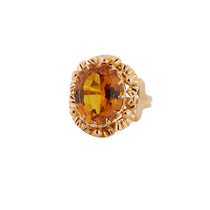 Bague 59 Bague or jaune et citrine ovale 58 Facettes 7025/21