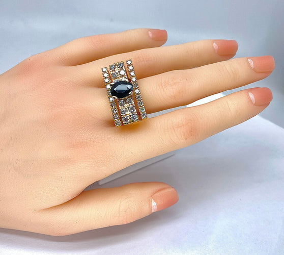 Bague 56 Bague style Tank diamants et saphir 58 Facettes AB289