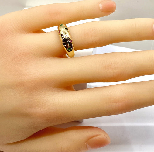 Bague 52 Bague en or jaune 18 carats, multipierres precieuses 58 Facettes AB564