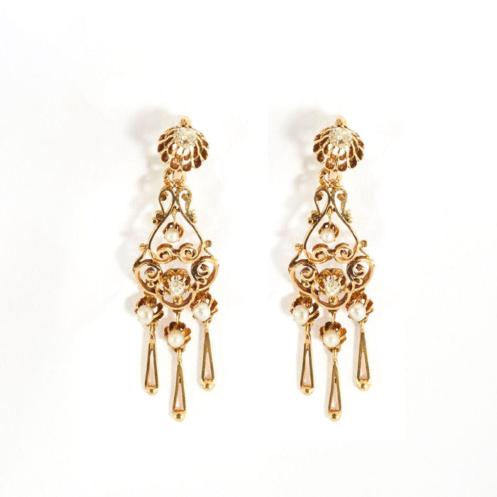 Boucles d'oreilles Boucles d'oreilles Anciennes Diamants Or Rose 58 Facettes