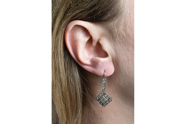 Boucles d'oreilles Boucles d'oreilles anciennes en or serties de diamants taille ancienne, Scandinavie, vers 1900. 58 Facettes 9711