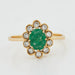 Ring 59 Yellow Gold Ring - Emerald and Diamonds 58 Facettes REF 10006/13