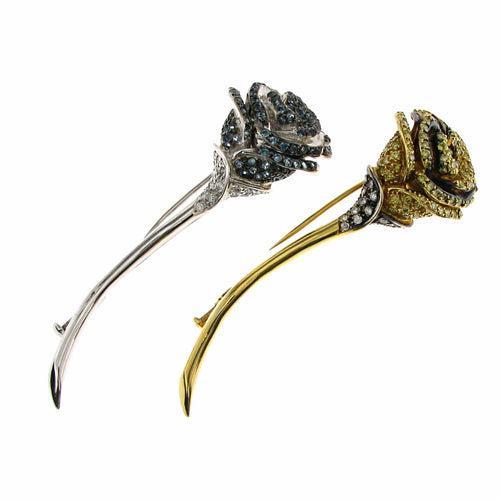 Broche Broche Fleur Rose en or jaune, Diamants Naturels 58 Facettes HG-200132