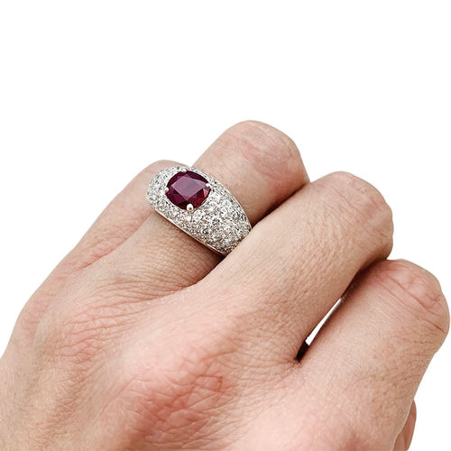 Bague 49 Bague jonc pavage diamant, rubis 1,78 carats. 58 Facettes 30945
