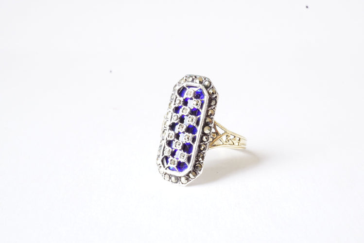 Bague BAGUE EMAIL BLEU MARCASSITES 58 Facettes SQ3745106