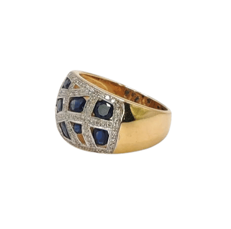 Bague 56 Bague Bandeau or jaune diamants saphirs 58 Facettes