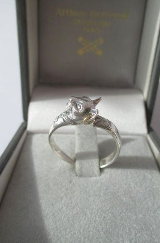 Bague 57 Bague vintage Arthus BERTRAND Chat Egyptien argent et or 58 Facettes