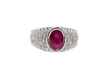 Bague 57 Bague Jonc en or blanc, rubis ovale et diamants 58 Facettes F4832