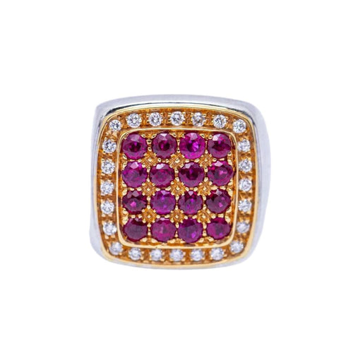 Bague 53 Bague en or avec diamants et rubis 58 Facettes N102920EJ