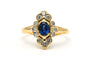 Bague 52 Bague contemporaine sertie d'un saphir et diamants taille brillant en or jaune 18 carats 58 Facettes 23234