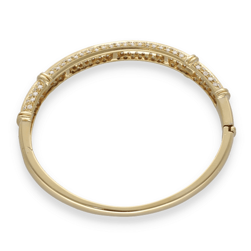 Bracelet Bracelet Jonc Ouvrant Or Jaune 18k – Saphirs Calibrés 1.0 ct et Diamants 2.50 cts – Années 1990 58 Facettes FB10815