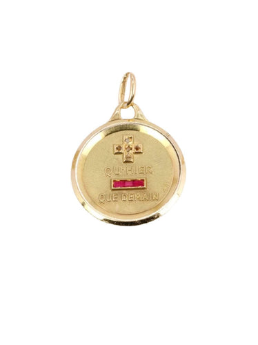 Pendentif AUGIS - Médaille amour grand modèle or jaune diamant rubis 58 Facettes J474