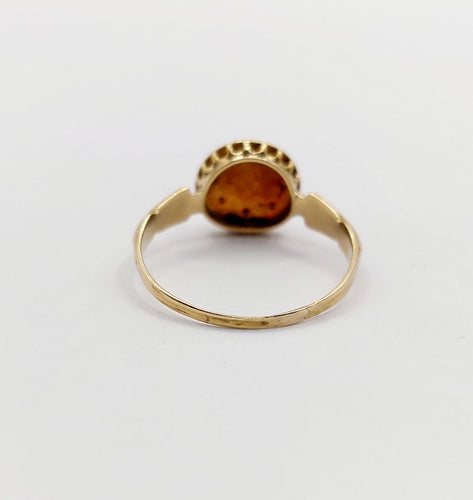 Bague 53 Bague cible antique or jaune 18k perles et émail noir (circa 1900) 58 Facettes A06001