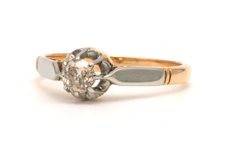 Bague 53 Bague Art Déco en or jaune 18 carats sertie d'un diamant (+/- 0.28 ct) 58 Facettes B225