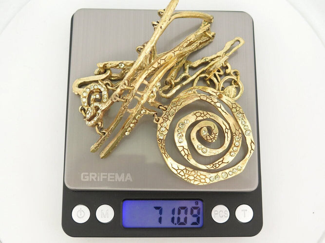 Collier rare vintage collier CHRISTIAN LACROIX baroque a spirales dore & strass 58 Facettes 272655