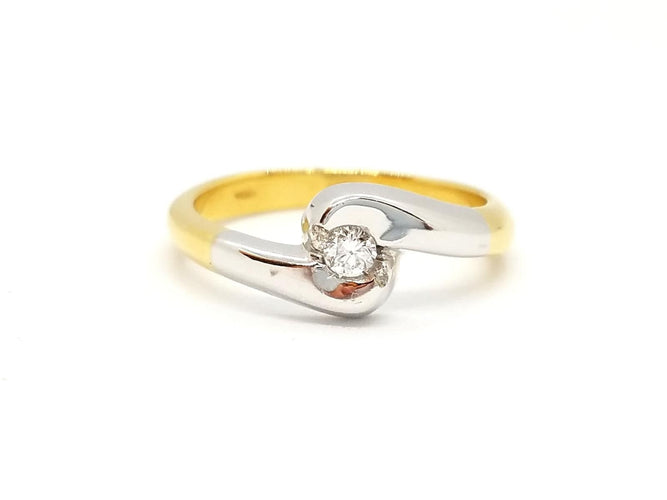 Bague 53 Bague Solitaire Or jaune, Or blanc Diamant 58 Facettes 730600CN
