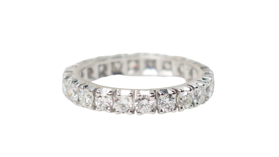 Bague 48 Alliance tour complet en or blanc et diamants 58 Facettes 30686