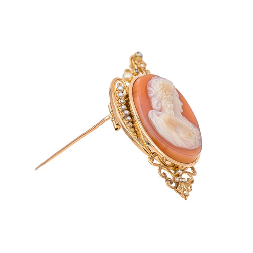 Broche Broche Camée Or rose Perle, Agate 58 Facettes 2826013CN