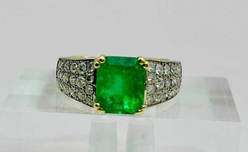Bague 55 Bague en or avec émeraude et diamants – bijou haut de gamme 58 Facettes 50334