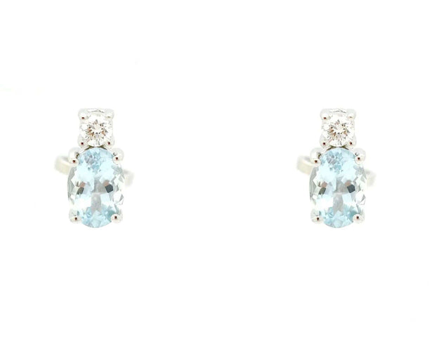 Boucles d'oreilles Boucles d'oreilles en or blanc avec aigue-marine de 1,43 ct et diamants 58 Facettes 12242