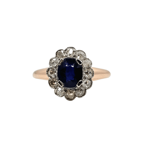 Bague 51,5 Bague Marguerite Or rose, Platine, Saphir, Diamants 58 Facettes 387