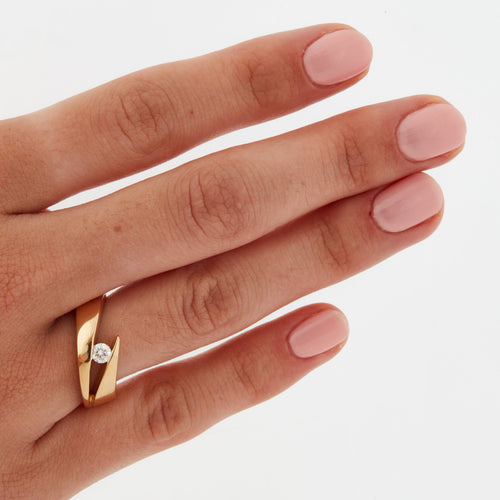 Bague 51 GAREL - Bague solitaire diamant or jaune 58 Facettes REF 11012/19