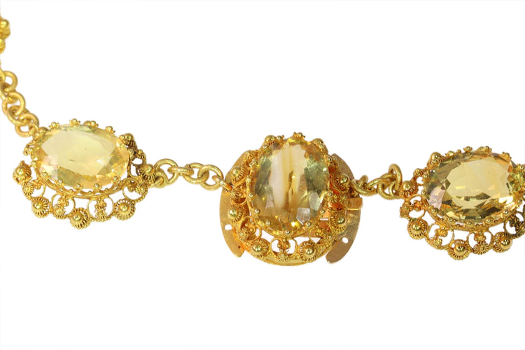 Collier Collier historique de 1820 en citrine et or, filigrane et granulation, très bel état 58 Facettes 25125-0132