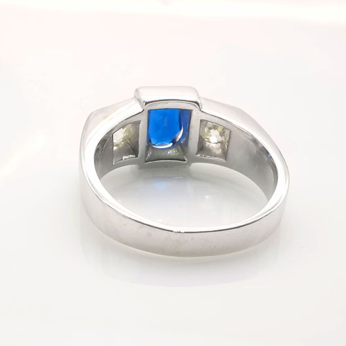 Bague 53 Bague ancienne or blanc saphir & diamants 58 Facettes