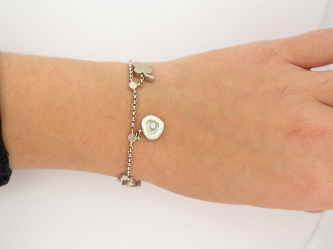 Bracelet bracelet CHOPARD happy  lucky 855811 or blanc 18k diamant 0.05 ct 58 Facettes 270248