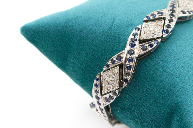 Bracelet Bracelet or blanc, diamants et saphirs 58 Facettes 240055